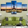 Eiffel Tower Poster Dusk - Nature 5 Panel Canvas Art Wall Decor