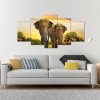 Elephant Couple - Animal 5 Panel Canvas Art Wall Decor