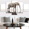 Elephant Reflection - Animal 5 Panel Canvas Art Wall Decor