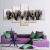 Elephant Rush - Animal 5 Panel Canvas Art Wall Decor