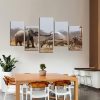 Elephant Zebra Giraffe - Animal 5 Panel Canvas Art Wall Decor