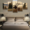 Elk In The Wood - Animal 5 Panel Canvas Art Wall Decor