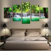Emerald Waterfall 01 - Nature 5 Panel Canvas Art Wall Decor