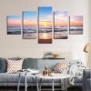 Enjoying Sunset Or Sunrise On The Tropical Beach - Nature 5 Panel Canvas Art Wall Decor