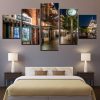 European City Night - Nature 5 Panel Canvas Art Wall Decor