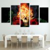 Fiery Skull Roses - Movie 5 Panel Canvas Art Wall Decor