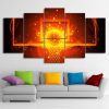 Fire Basketball Circle Backboard - Sport 5 Panel Canvas Art Wall Decor