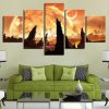 Fire Planets - Space 5 Panel Canvas Art Wall Decor
