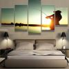 Fishing At Dawn - Fishing 5 Panel Canvas Art Wall Decor