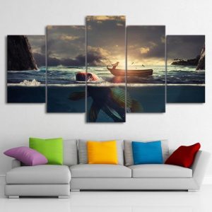 Fishing Goldfish Aquarium Background - Fishing 5 Panel Canvas Art Wall Decor