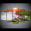 Fishing Tools The Lake - Fishing 5 Panel Canvas Art Wall Decor