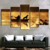 Fishing With The Dog - Animal 5 Panel Canvas Art Wall Decor