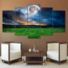 Flower Moon Night Fantasy Dream - Space Universe 5 Panel Canvas Art Wall Decor