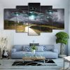 Flying UFO Dark Sky - Abstract 5 Panel Canvas Art Wall Decor
