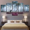 Foggy Forest Landscape - Nature 5 Panel Canvas Art Wall Decor