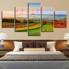 Foggy Morning Hill Bucolic Nature Landscapes - Nature 5 Panel Canvas Art Wall Decor
