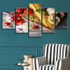 Food Garlic Cherry Tomatoes - Kitchen 5 Panel Canvas Art Wall Decor