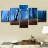 Forest Night - Nature 5 Panel Canvas Art Wall Decor