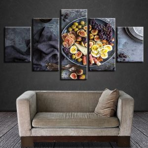 Fork Grape Food - Kitchen 5 Panel Canvas Art Wall Decor