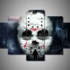 Friday The 13Th - Jason Mask - Movie 5 Panel Canvas Art Wall Decor
