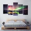 Fuse Northern Auroras - Nature 5 Panel Canvas Art Wall Decor