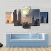 Futuristic Alien City On Water Planet - Abstract 5 Panel Canvas Art Wall Decor