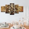 Ganesha Gold 2 - Religion 5 Panel Canvas Art Wall Decor