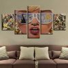 Girl Wearing Colorful Glasses - Abstract 5 Panel Canvas Art Wall Decor