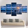Glaciers And Lakes Sunshine 2 - Nature 5 Panel Canvas Art Wall Decor