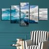 Glaciers And Snow Mountain - Nature 5 Panel Canvas Art Wall Decor