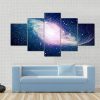 Glowing Galaxy Against Black Space And Stars - Space 5 Panel Canvas Art Wall Decor