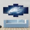 Glowing Spiral Galaxy Against Black - Space 5 Panel Canvas Art Wall Decor