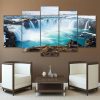 Godafoss Waterfall - Nature 5 Panel Canvas Art Wall Decor