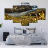 Gold Douro River Vineyard In Iberian Peninsula Valley - Nature 5 Panel Canvas Art Wall Decor