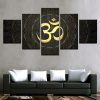 Gold Om - Abstract 5 Panel Canvas Art Wall Decor