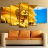 Golden Buddha Statue - Religion 5 Panel Canvas Art Wall Decor