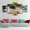 Golden Falls - Nature 5 Panel Canvas Art Wall Decor