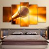 Golden Microphone - Music 5 Panel Canvas Art Wall Decor