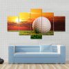 Golf Ball In Sunset - Sport 5 Panel Canvas Art Wall Decor
