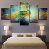 Graffiti Colorful Animal Peacock - Abstract 5 Panel Canvas Art Wall Decor