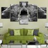 Gray Black Wolf Howl - Animal 5 Panel Canvas Art Wall Decor