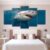 Great White Shark Ation - Animal 5 Panel Canvas Art Wall Decor