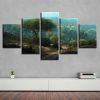 Green Forest Mountain Natural - Nature 5 Panel Canvas Art Wall Decor