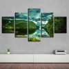 Green Mountain And Green Water - Nature 5 Panel Canvas Art Wall Decor