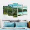 Green Mountains Sea - Nature 5 Panel Canvas Art Wall Decor