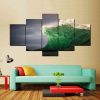 Green Ocean Waves - Ocean 5 Panel Canvas Art Wall Decor