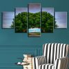 Green Tree Path - Nature 5 Panel Canvas Art Wall Decor