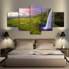 Green Waterfall 01 - Nature 5 Panel Canvas Art Wall Decor