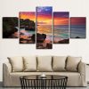 Hawaiian Sunset 01 - Nature 5 Panel Canvas Art Wall Decor