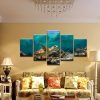 Hawksbeak Sea Turtle On Coral Reef - Animal 5 Panel Canvas Art Wall Decor